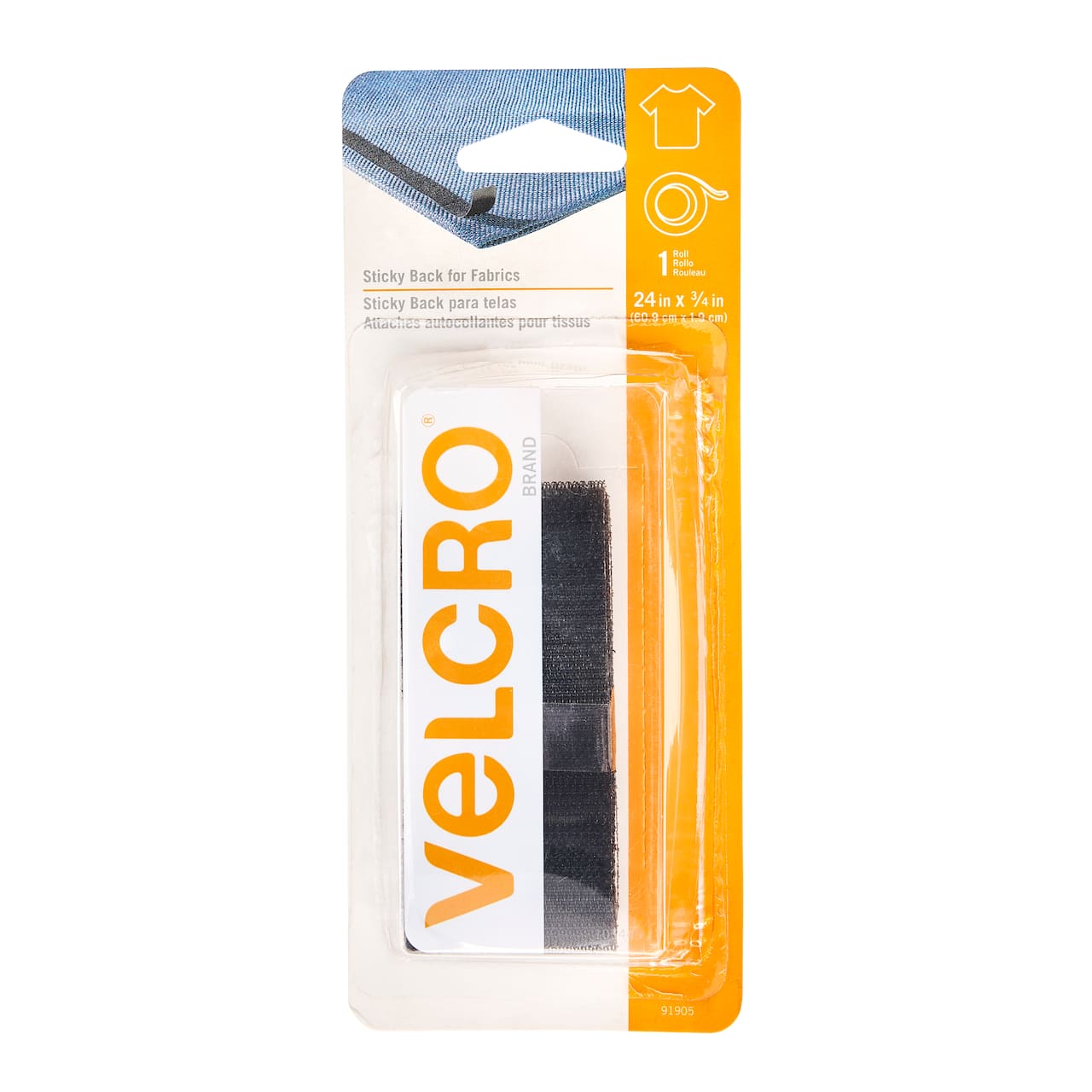 6 Pack: VELCRO® Brand Sticky Back for Fabrics Black Tape